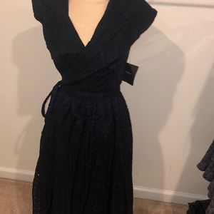 Blue detailed wrap dress